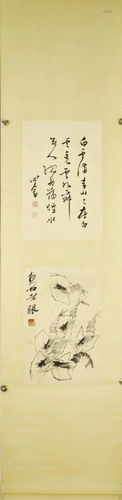 A SHRIMP PAINTING & CALLIGRAPHY, QI BAISHI & PU RU