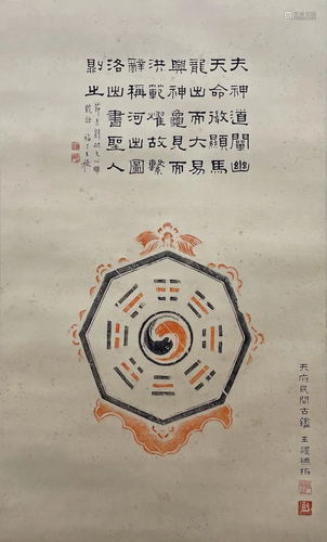 A CHINESE RUBBING PAINTING OF BAGUA, WANG FUC…