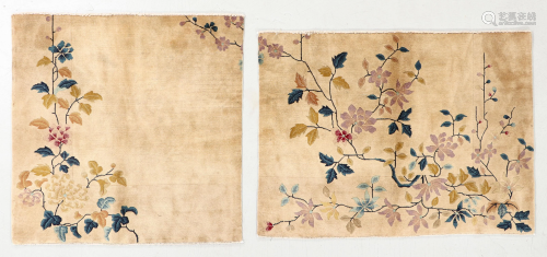 Two Chinese Art Deco Rug Fragments, Early 20th C.