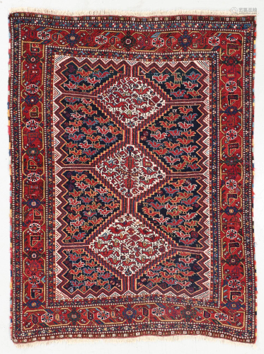 Khamseh Bird Rug, Persia, Circa 1900, 4'3'' x 5'7''
