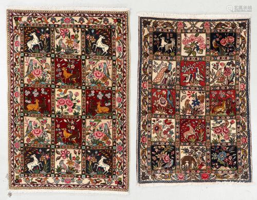 Two Pictorial Baktiari Rugs, Persia, Mid 20th C.