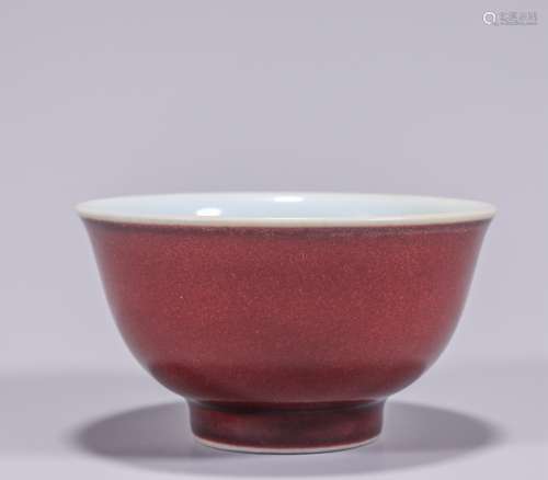 “大清雍正年制”款 红釉小碗