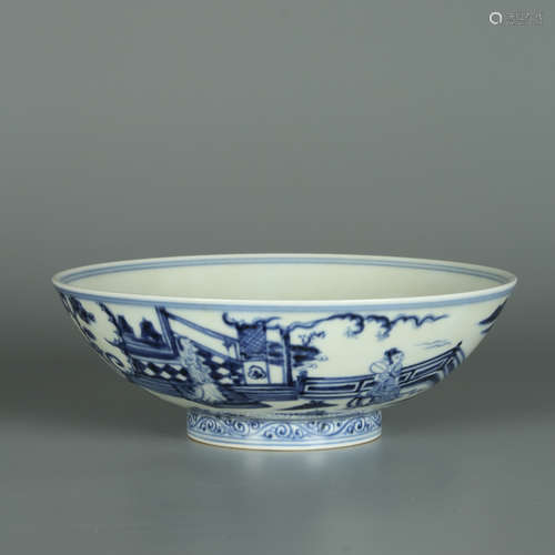 A BLUE AND WHITE 'FIGURAL' BOWL, WITH XUANDE MARK