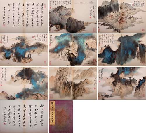 A CHINESE LANDSCAPE PAINTING AND CALLIGRAPHY ALBUM, ZHANG DA...