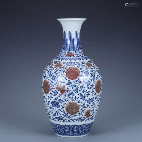 AN UNDERGLAZED-BLUE AND COPPER-RED INTERLOCKING LOTUS PEAR-S...