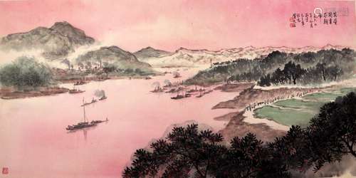 A CHINESE LANSCAPE PAINTING, MOUNTED, FU BAOSHI MARK