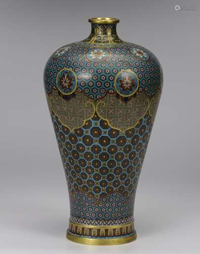 A Gilt Bronze Enamel Floral Meiping Vase