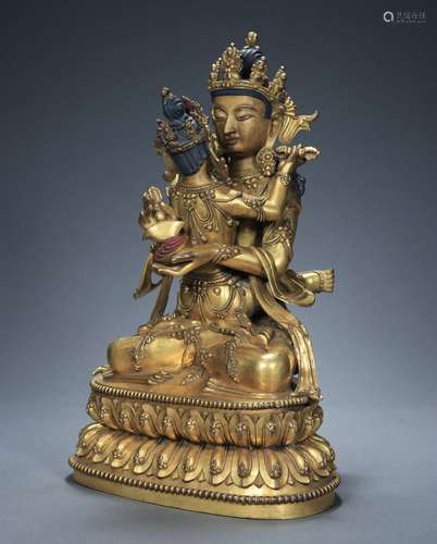 A Gilt Bronze Statue Of Mandkesvara