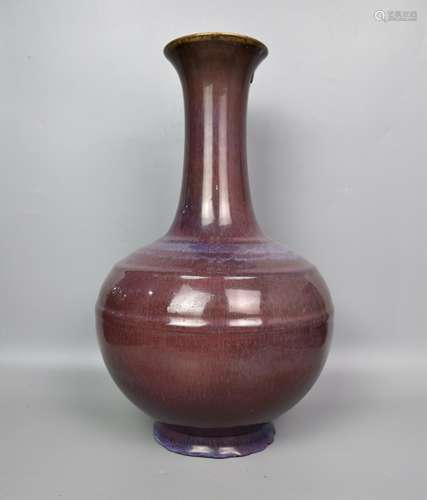 A SACRFICIAL-RED-GLAZED STRING BOTTLE VASE