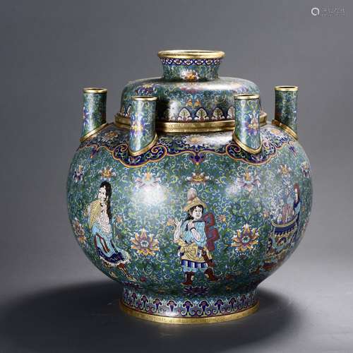 A Gilt Cloisonne Enamel Six-Sprouts Jar And Cover