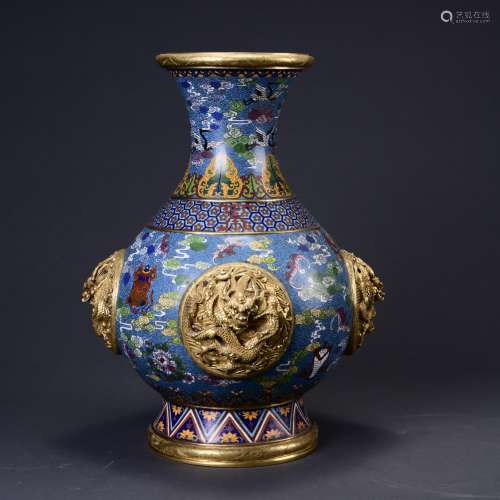 A Gilt Cloisonne Enamel Dragon And Clouds Vase