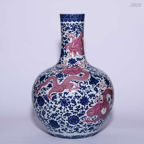 An Underglazed-Blue And Polychrome-Enameled Five Dragons Tia...