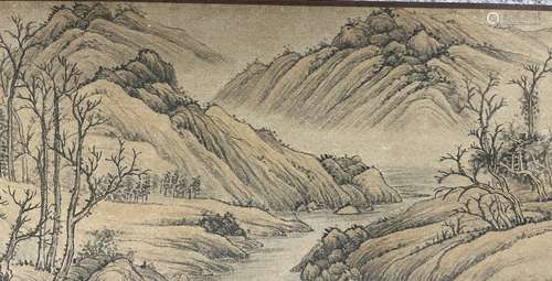 A CHINESE LANDSCAPE PAINTING SCROLL, WEN PENG MARK