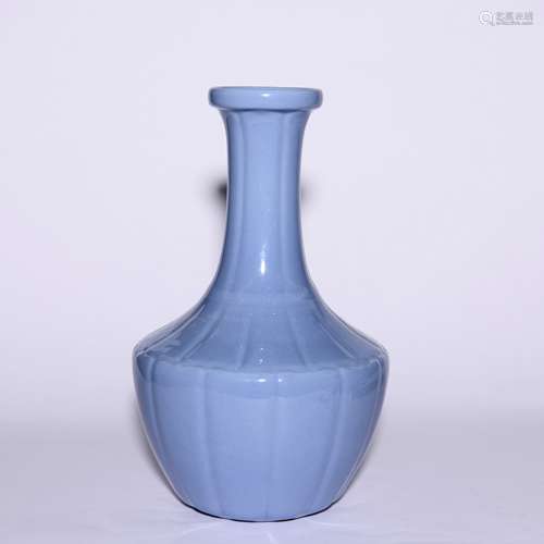 A Blue-Glazed Melon-Shaped Vase