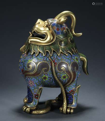 A Cloisonne Enamel Beast Incense Burner