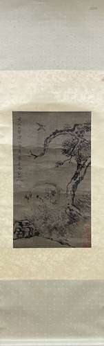 A CHINESE ANIMALS PAINTING SCROLL, BADASHANREN MARK