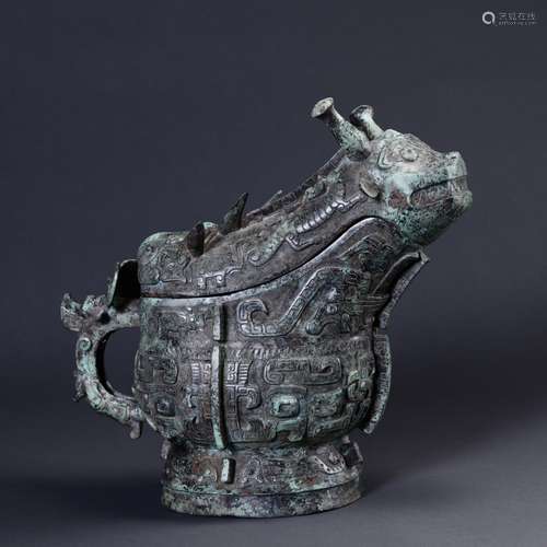 An Archaistic Bronze Ox Food Vessel, Gong