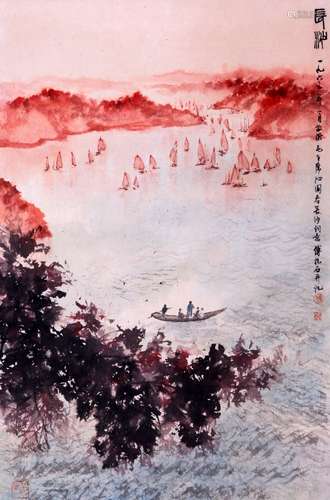 A CHINESE CHANGSHA SCENERY PAINTING SCROLL, FU BAOSHI MARK