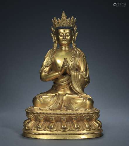 A Gilt-Bronze Statue Of Mahavairocana