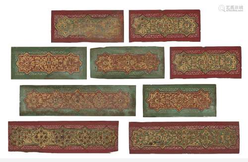 A group of nine painted and gilded wood panels, North India ...