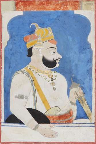A portrait of ruler Raj Singh of Sawar, Sawar, circa 1730, o...