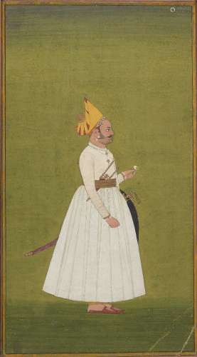 A portrait of a courtier, Bikaner school, India, circa 1800,...