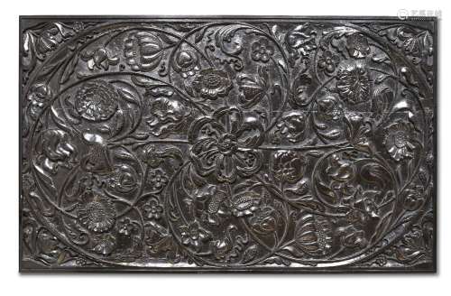 A large carved ebony panel, Batavia or Ceylon for the Dutch ...
