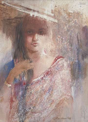 Samiran Chowdhury, Indian, (b. 1963), Untitled, Girl, acryli...