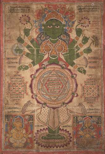 A large Jain tantric painting, late 19th-early 20th century,...