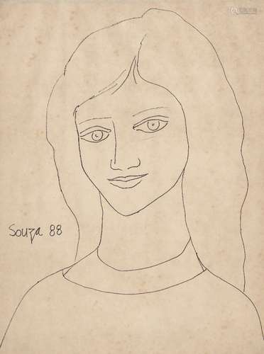 Francis Newton Souza (Indian, 1924-2002), Sketch of a Woman,...