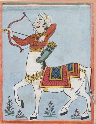 A Gandharva, Malwa, circa 1800, opaque pigments on paper, th...