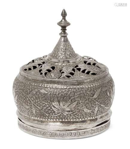 A lidded silver sweet dish, North India, early 20th century,...
