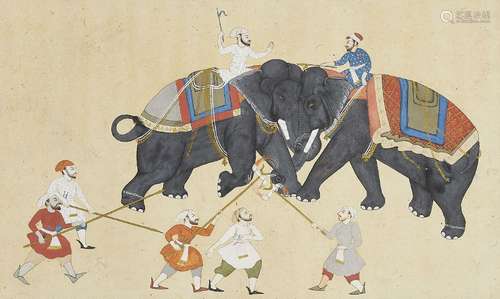 A Kotah drawing of an elephant, circa 1790, and an elephants...