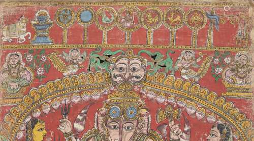 A scroll depicting Markandeya and Bhavana Rishi Purana perfo...