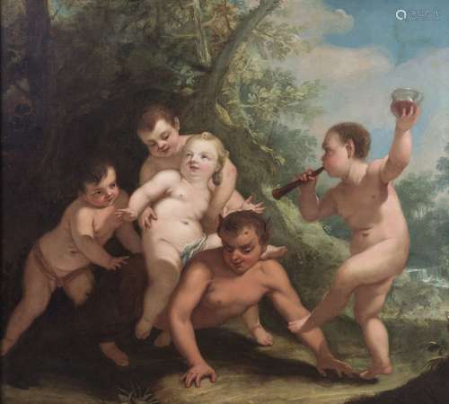 JACOPO AMIGONI Attributed to. Bacchanal with faun and putti.