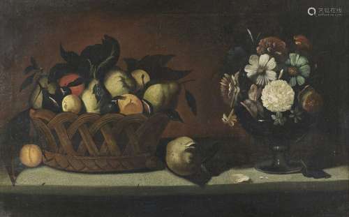ARTISTA DEL XVII SECOLO Still life of fruits and flowers.