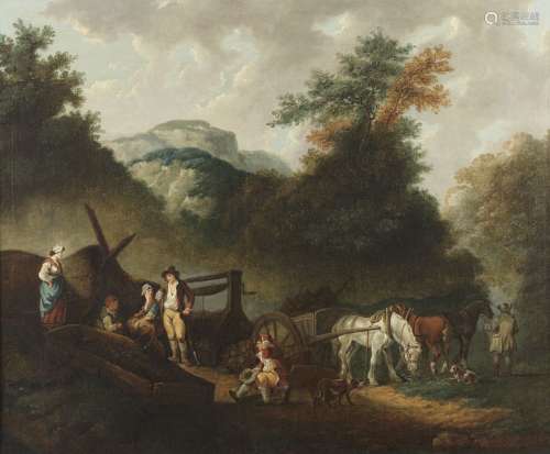 PHILIP JAMES DE LOUTHERBOURG Attributed to. Landscape with c...