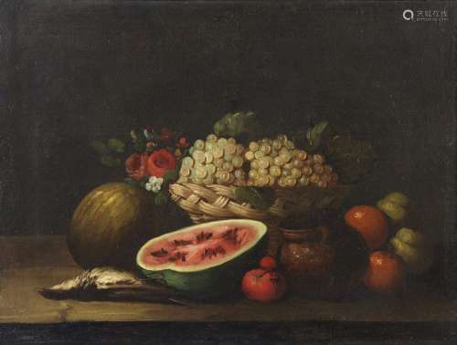 ARTISTA DEL XVII SECOLO Still life of fruits and flowers.