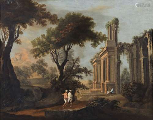 ARTISTA DEL XVIII SECOLO Landscape with ruins and characters...