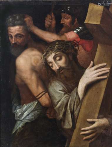 ARTISTA CARAVAGGESCO DEL XVII SECOLO Christ carrying the cro...