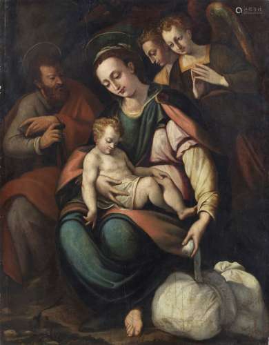ARTISTA TOSCANO DEL XVI SECOLO Madonna with child, Saint Jos...