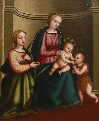 ARTISTA DEL XVI SECOLO Madonna with Child, Saint John Baptis...