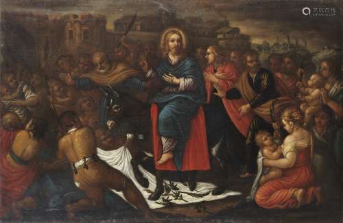 ARTISTA VENETO DEL XVII SECOLO Triumphal entry of Jesus into...