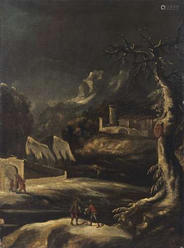 SCUOLA VENETA DEL XVIII SECOLO Nocturnal landscape with farm...