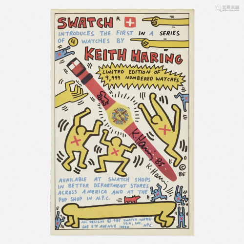 Keith Haring, Swatch Ad with original drawing