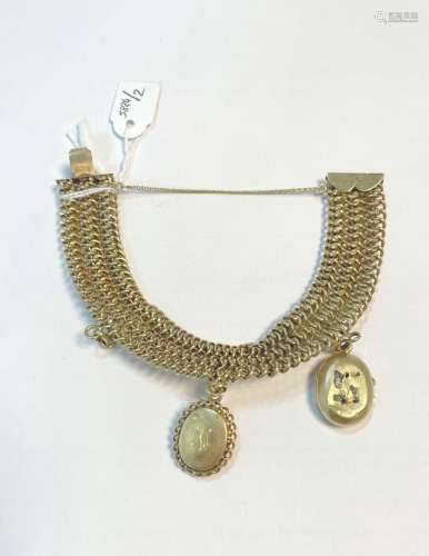 Bracelet ruban articulé en or jaune 750 millièmes, les maill...