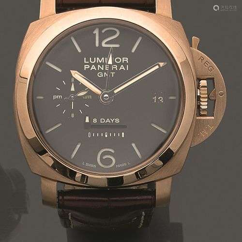 PANERAI 8 Days GMT Montre bracelet over size en or 18k (750)...