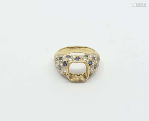 BOUCHERON Monture de bague en or jaune 750 millièmes pavée d...