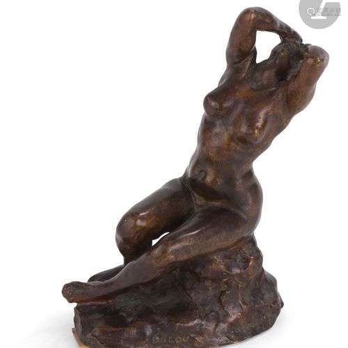 Jules Dalou (1838-1902)DésespéréeBronze à patine brun clairS...