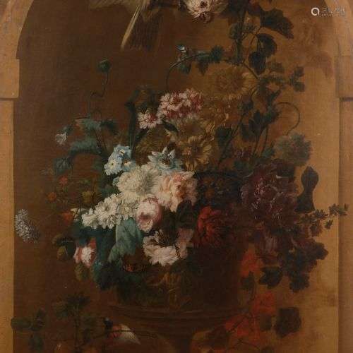 Attribué à Willem Van LEEN (1753 - 1825)Vase de fleurs, mésa...